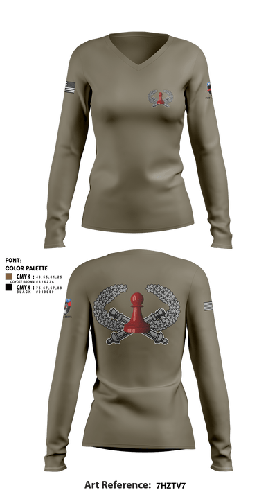 DET 1 HHB 1-258 FA 53026812 Women's Long Sleeve V-neck Shirt - 8