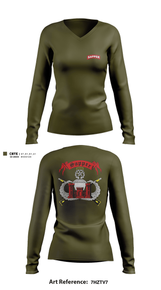Women's Long Sleeve Vneck Shirt, , Army, Teamtime, Team time, sublimation, custom sports apparel, team uniforms, spirit wear, spiritwear, sports uniforms, custom shirts, team store, custom team store, fundraiser sports, apparel fundraiser