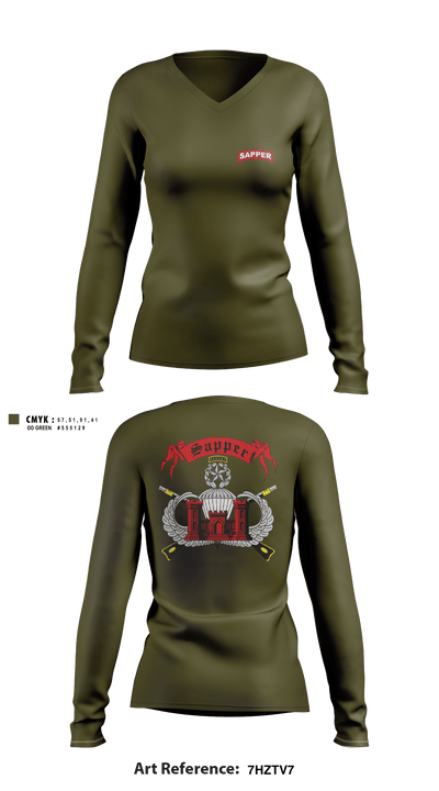 251 EN (SAPPER) 36570937 Women's Long Sleeve V-neck Shirt - 1