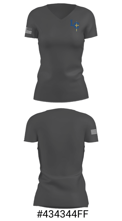 Lehman Catholic High School Band 27215386 Women's Short Sleeve V-neck Shirt - 16