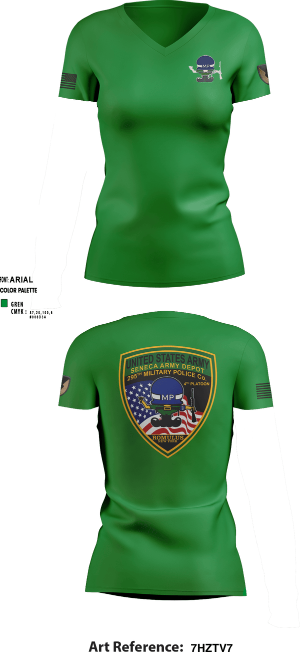 Women's Short Sleeve Vneck Shirt, 295th Military Police Company, , Teamtime, Team time, sublimation, custom sports apparel, team uniforms, spirit wear, spiritwear, sports uniforms, custom shirts, team store, custom team store, fundraiser sports, apparel fundraiser