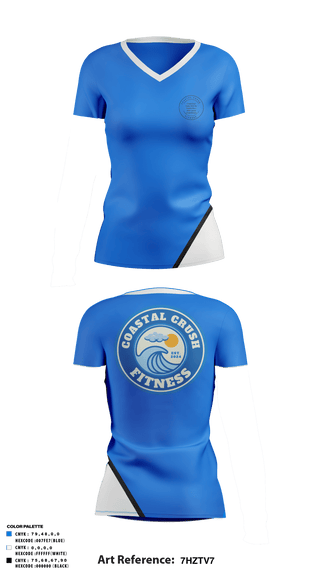 Women's Short Sleeve Vneck Shirt, Coastal Crush Fitness, , Teamtime, Team time, sublimation, custom sports apparel, team uniforms, spirit wear, spiritwear, sports uniforms, custom shirts, team store, custom team store, fundraiser sports, apparel fundraiser