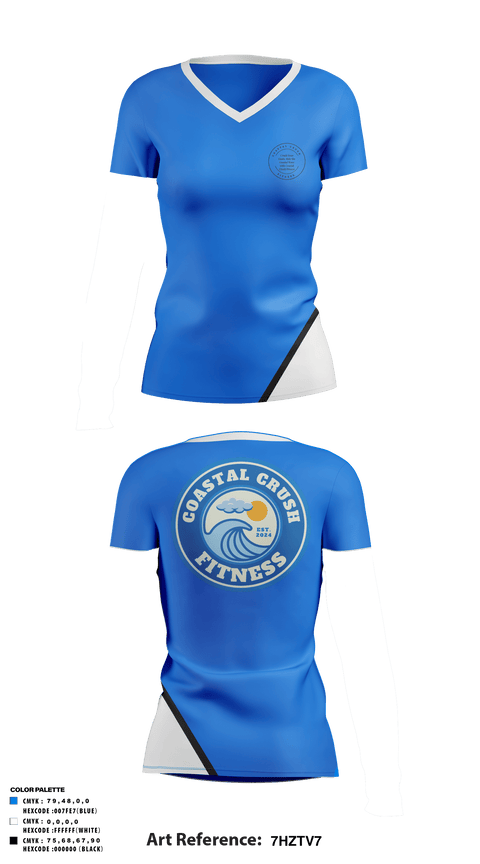 Women's Short Sleeve Vneck Shirt, Coastal Crush Fitness, , Teamtime, Team time, sublimation, custom sports apparel, team uniforms, spirit wear, spiritwear, sports uniforms, custom shirts, team store, custom team store, fundraiser sports, apparel fundraiser