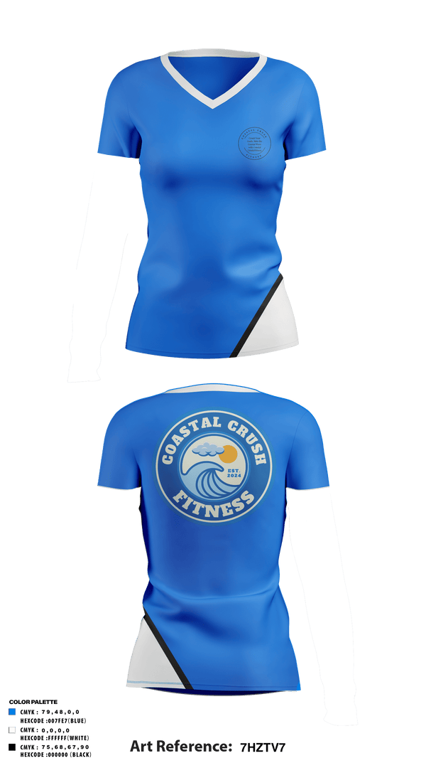 Women's Short Sleeve Vneck Shirt, Coastal Crush Fitness, , Teamtime, Team time, sublimation, custom sports apparel, team uniforms, spirit wear, spiritwear, sports uniforms, custom shirts, team store, custom team store, fundraiser sports, apparel fundraiser
