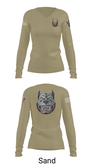 Women's Long Sleeve Vneck Shirt, , Army, Teamtime, Team time, sublimation, custom sports apparel, team uniforms, spirit wear, spiritwear, sports uniforms, custom shirts, team store, custom team store, fundraiser sports, apparel fundraiser