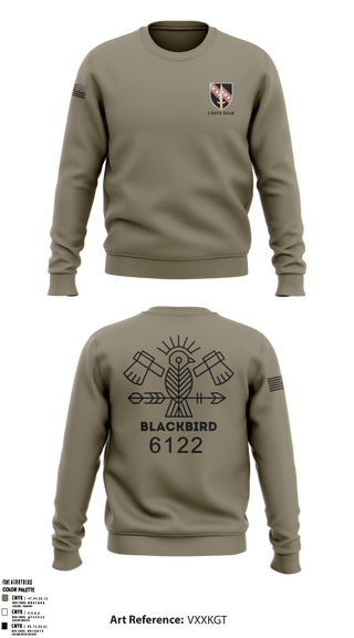 Crew Neck Sweatshirt, 1-54th SFABBco 1/54th SFAB, Army, Teamtime, Team time, sublimation, custom sports apparel, team uniforms, spirit wear, spiritwear, sports uniforms, custom shirts, team store, custom team store, fundraiser sports, apparel fundraiser