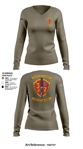 Women's Long Sleeve Vneck Shirt, , Marines, Teamtime, Team time, sublimation, custom sports apparel, team uniforms, spirit wear, spiritwear, sports uniforms, custom shirts, team store, custom team store, fundraiser sports, apparel fundraiser