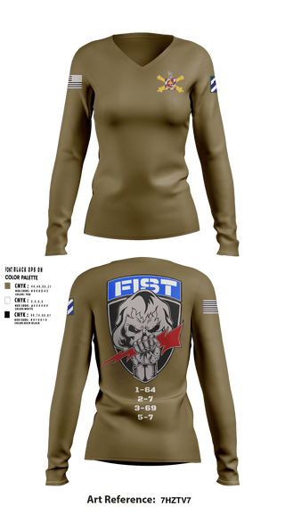Women's Long Sleeve Vneck Shirt, 1-41 FA, Army, Teamtime, Team time, sublimation, custom sports apparel, team uniforms, spirit wear, spiritwear, sports uniforms, custom shirts, team store, custom team store, fundraiser sports, apparel fundraiser