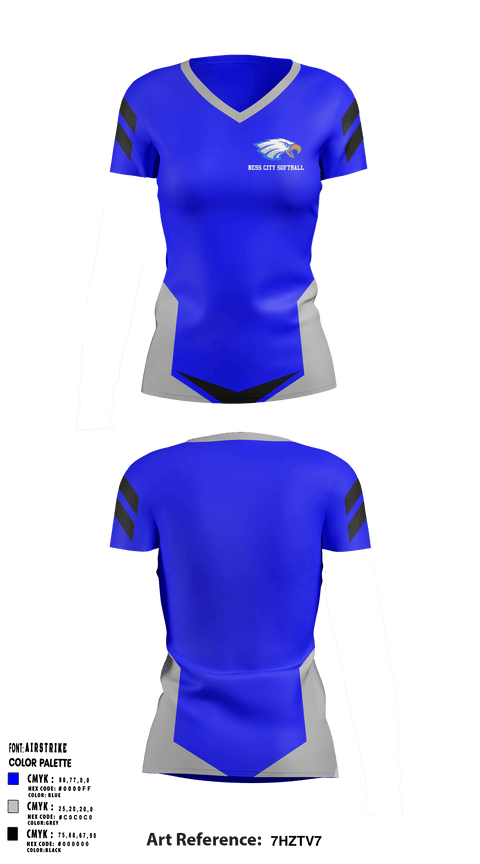 Women's Short Sleeve Vneck Shirt, Ness City High School Softball, Softball, Teamtime, Team time, sublimation, custom sports apparel, team uniforms, spirit wear, spiritwear, sports uniforms, custom shirts, team store, custom team store, fundraiser sports, apparel fundraiser