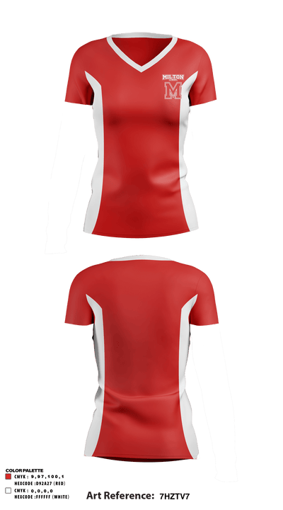 Milton High School Cheer 85377589 Women's Short Sleeve V-neck Shirt - 1