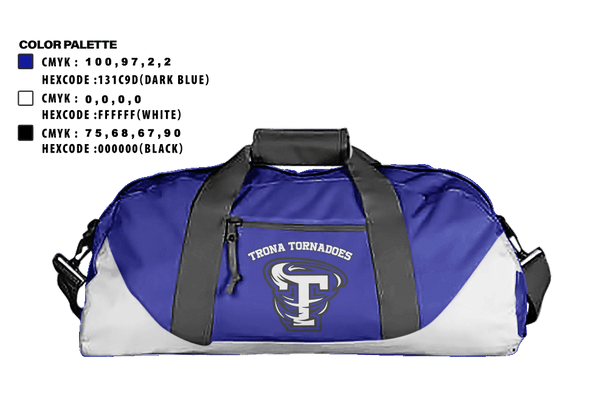 Duffle Bag, Trona Joint Unified High School, Spirit Store, Teamtime, Team time, sublimation, custom sports apparel, team uniforms, spirit wear, spiritwear, sports uniforms, custom shirts, team store, custom team store, fundraiser sports, apparel fundraiser