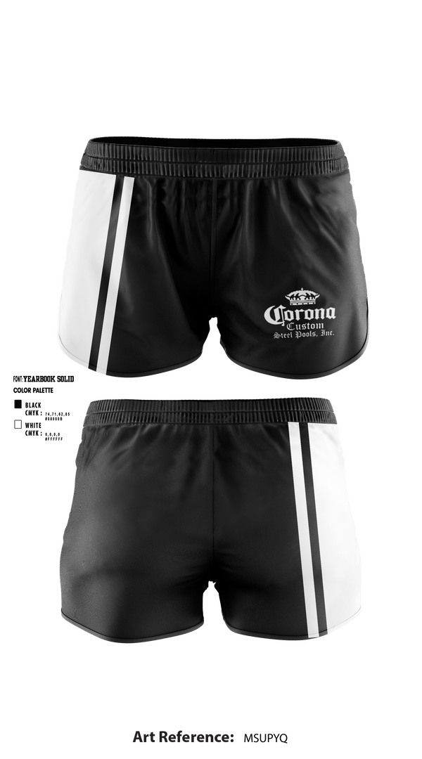 Women's Shorts, CORONA CUSTOM STEEL POOLS, , Teamtime, Team time, sublimation, custom sports apparel, team uniforms, spirit wear, spiritwear, sports uniforms, custom shirts, team store, custom team store, fundraiser sports, apparel fundraiser