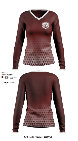 Women's Long Sleeve Vneck Shirt, De Leon High School, Spirit Store, Teamtime, Team time, sublimation, custom sports apparel, team uniforms, spirit wear, spiritwear, sports uniforms, custom shirts, team store, custom team store, fundraiser sports, apparel fundraiser