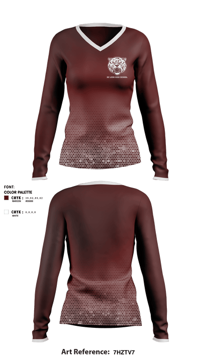 De Leon High School 94724304 Women's Long Sleeve V-neck Shirt - 1