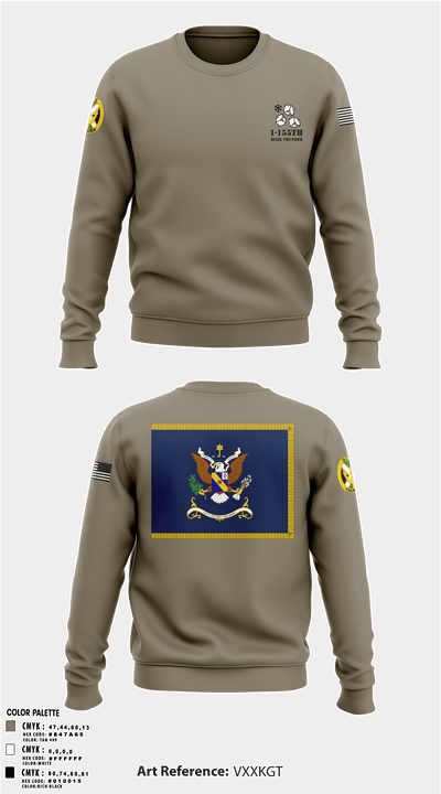1-155th Dixie Thunder 83572891 Crew Neck Sweatshirt - 1