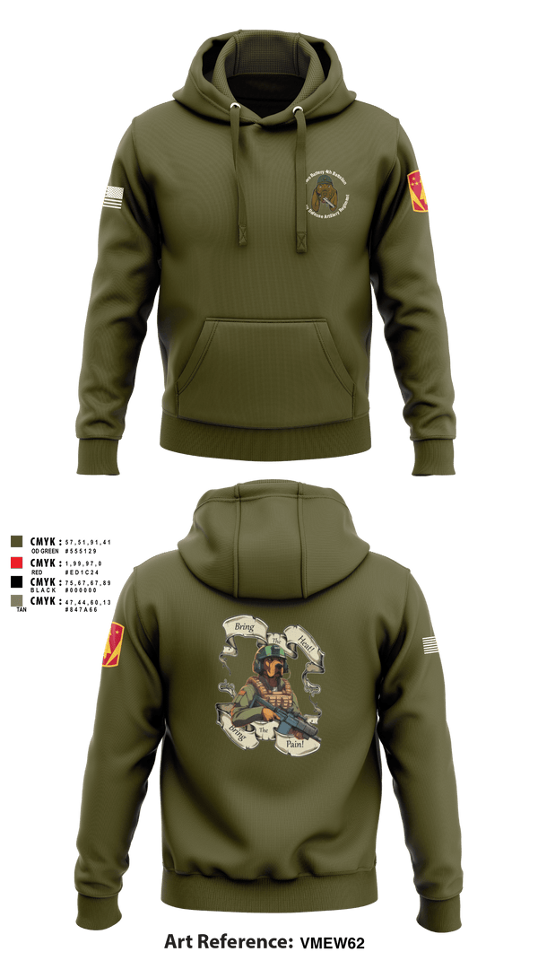 Hoodie, Bravo Battery, 4th Battalion, 3rd Air Defense Artillery Regiment, Army, Teamtime, Team time, sublimation, custom sports apparel, team uniforms, spirit wear, spiritwear, sports uniforms, custom shirts, team store, custom team store, fundraiser sports, apparel fundraiser