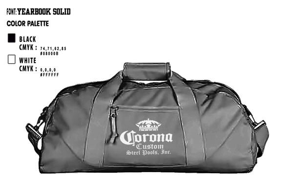 Duffle Bag, CORONA CUSTOM STEEL POOLS, , Teamtime, Team time, sublimation, custom sports apparel, team uniforms, spirit wear, spiritwear, sports uniforms, custom shirts, team store, custom team store, fundraiser sports, apparel fundraiser