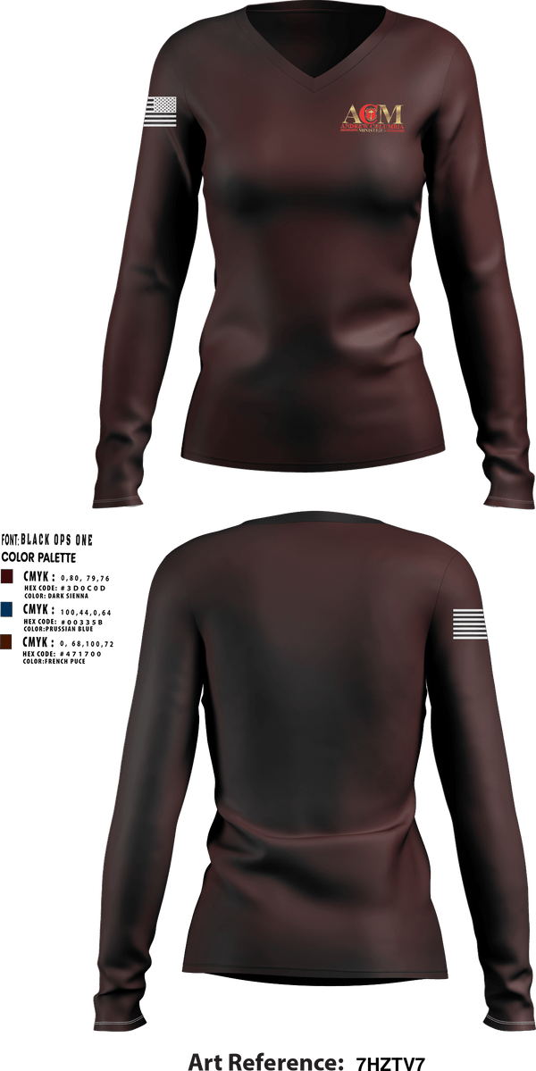 Women's Long Sleeve Vneck Shirt, ACM MINISTRIES, , Teamtime, Team time, sublimation, custom sports apparel, team uniforms, spirit wear, spiritwear, sports uniforms, custom shirts, team store, custom team store, fundraiser sports, apparel fundraiser