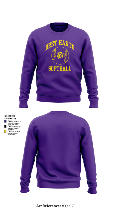 BRET HARTE UNION HIGH SCHOOL SOFTBALL Crew Neck Sweatshirt - 3