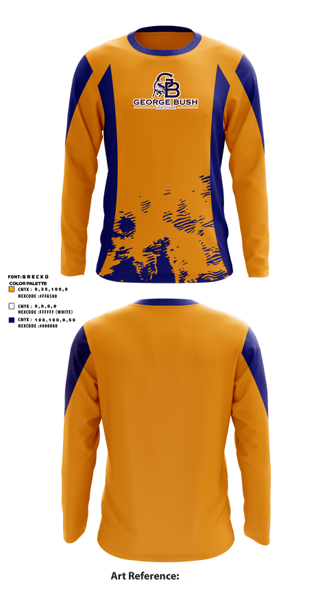 Long Sleeve Performance Shirt, George Bush High School, Spirit Store, Teamtime, Team time, sublimation, custom sports apparel, team uniforms, spirit wear, spiritwear, sports uniforms, custom shirts, team store, custom team store, fundraiser sports, apparel fundraiser