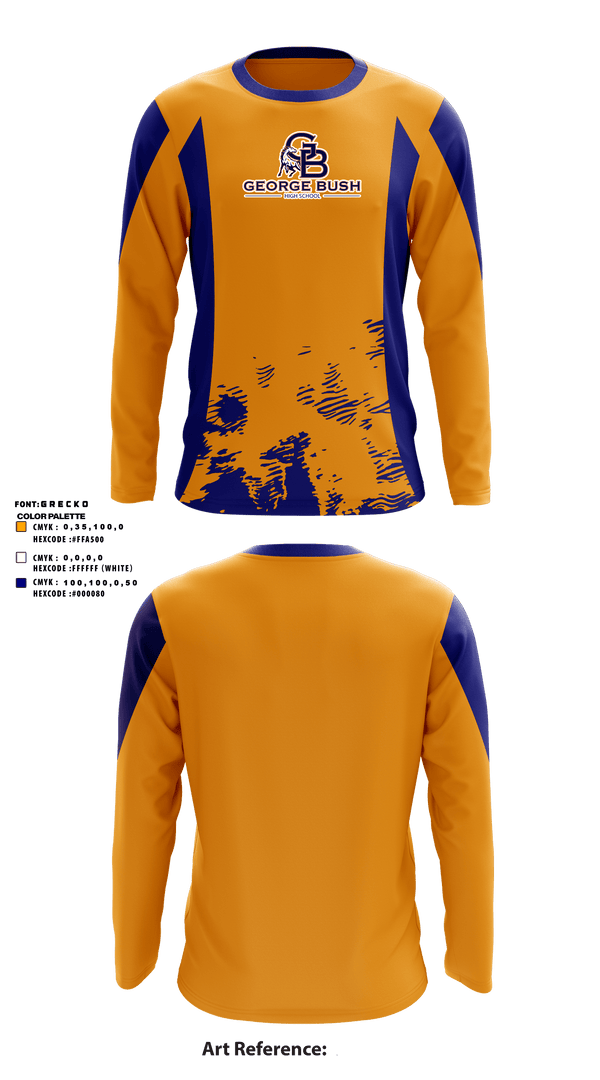 Long Sleeve Performance Shirt, George Bush High School, Spirit Store, Teamtime, Team time, sublimation, custom sports apparel, team uniforms, spirit wear, spiritwear, sports uniforms, custom shirts, team store, custom team store, fundraiser sports, apparel fundraiser
