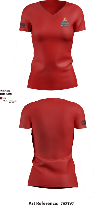 Women's Short Sleeve Vneck Shirt, CSC 1/32 Armor “Bandits”, , Teamtime, Team time, sublimation, custom sports apparel, team uniforms, spirit wear, spiritwear, sports uniforms, custom shirts, team store, custom team store, fundraiser sports, apparel fundraiser