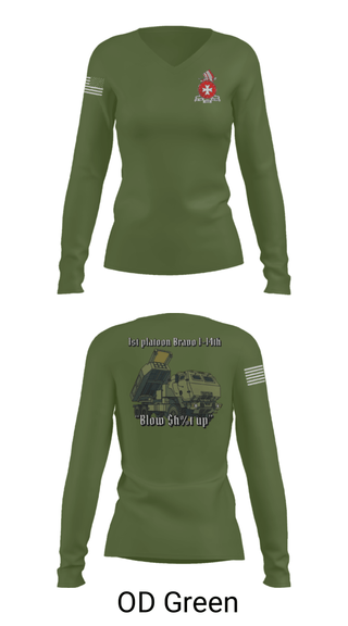 Women's Long Sleeve Vneck Shirt, , Army, Teamtime, Team time, sublimation, custom sports apparel, team uniforms, spirit wear, spiritwear, sports uniforms, custom shirts, team store, custom team store, fundraiser sports, apparel fundraiser