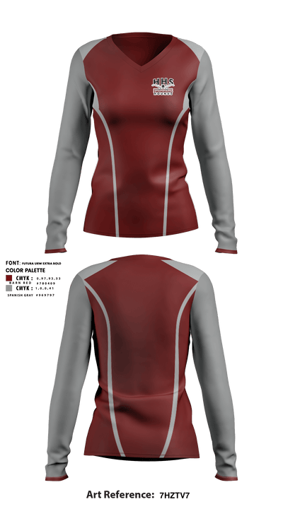 Healdsburg Senior High School Swimming 51370410 Women's Long Sleeve V-neck Shirt - 1