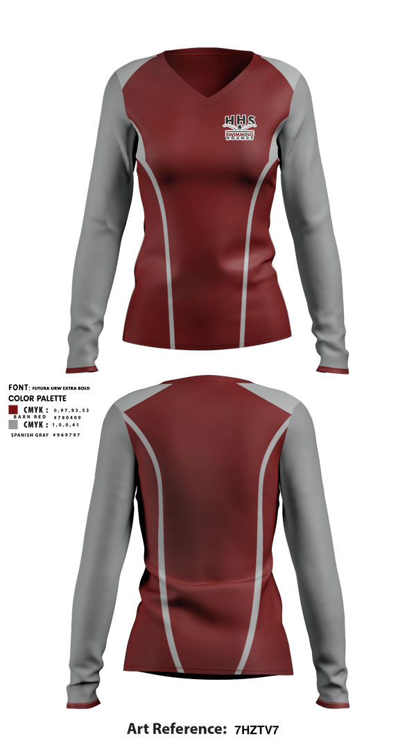 Women's Long Sleeve Vneck Shirt, Healdsburg Senior High School Swimming, Swimming, Teamtime, Team time, sublimation, custom sports apparel, team uniforms, spirit wear, spiritwear, sports uniforms, custom shirts, team store, custom team store, fundraiser sports, apparel fundraiser