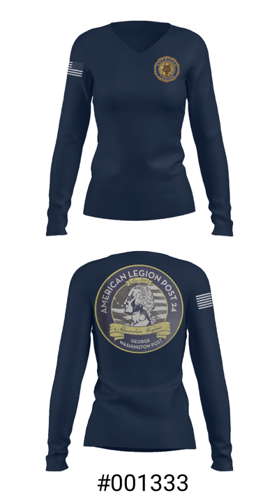 American Legion Post 24 66493218 Women's Long Sleeve V-neck Shirt - 20