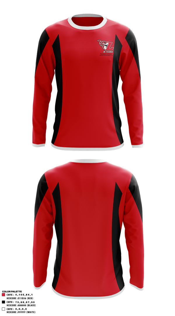 Long Sleeve Performance Shirt, Lodi Jr Flames Football & Cheer, Cheer, Teamtime, Team time, sublimation, custom sports apparel, team uniforms, spirit wear, spiritwear, sports uniforms, custom shirts, team store, custom team store, fundraiser sports, apparel fundraiser