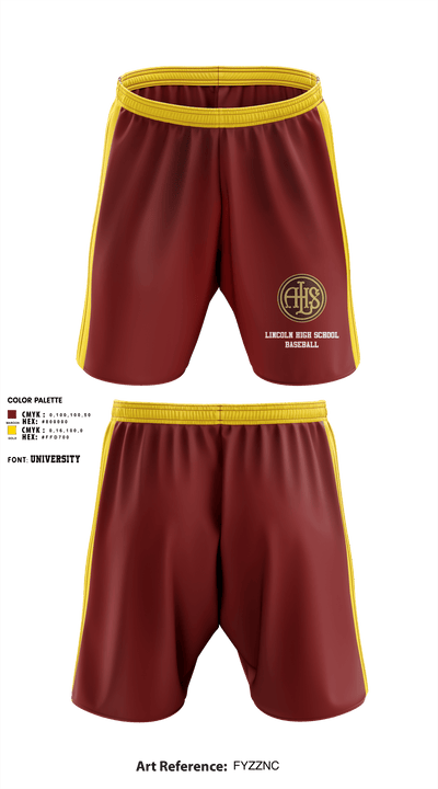 Lincoln High School Baseball 53359027 Athletic Shorts With Pockets - 1