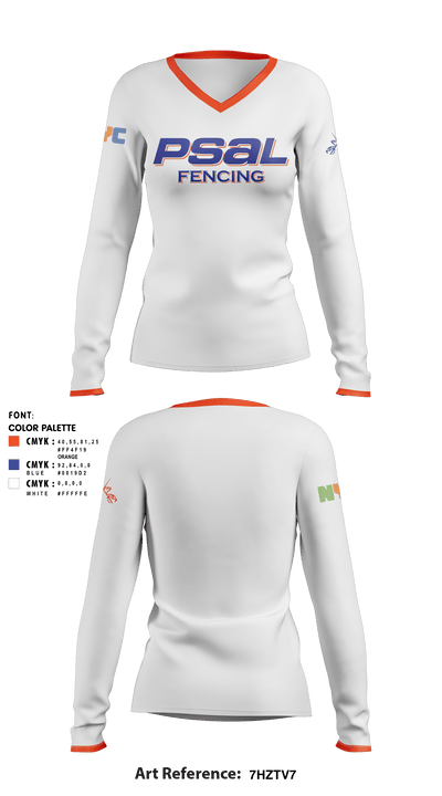 PSAL Fencing 21954605 Women's Long Sleeve V-neck Shirt - 4