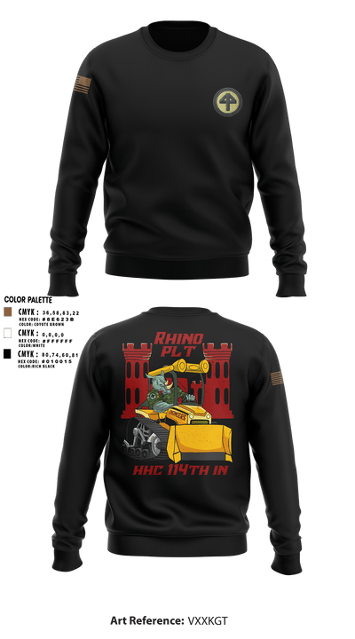 HHC 1-114 Infantry Brigade 59777131 Crew Neck Sweatshirt - 3