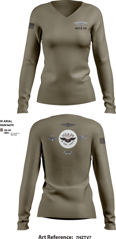165th Quartermaster 50925110 Women's Long Sleeve V-neck Shirt - 3
