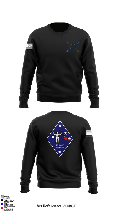 BLT 2d Battalion, 1st Marines, Weapons Co, CAAT Blue 79953351 Crew Neck Sweatshirt - 6