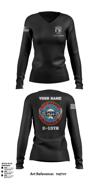 Women's Long Sleeve Vneck Shirt, D Co 2-13 AV REGT, Army, Teamtime, Team time, sublimation, custom sports apparel, team uniforms, spirit wear, spiritwear, sports uniforms, custom shirts, team store, custom team store, fundraiser sports, apparel fundraiser