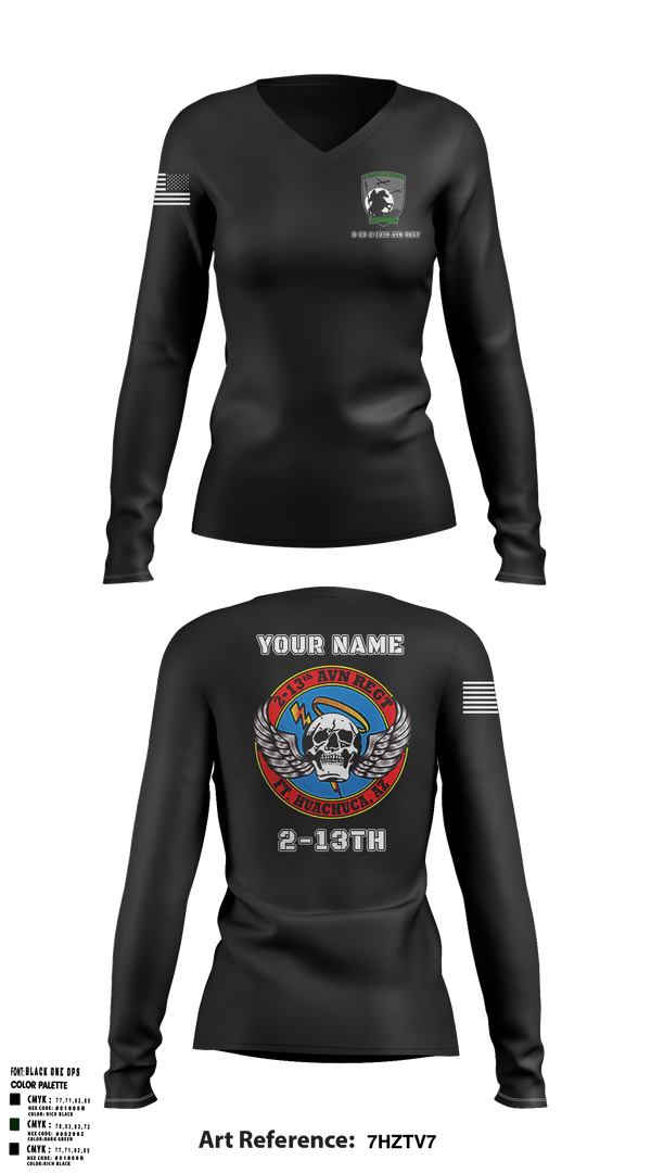 Women's Long Sleeve Vneck Shirt, D Co 2-13 AV REGT, Army, Teamtime, Team time, sublimation, custom sports apparel, team uniforms, spirit wear, spiritwear, sports uniforms, custom shirts, team store, custom team store, fundraiser sports, apparel fundraiser