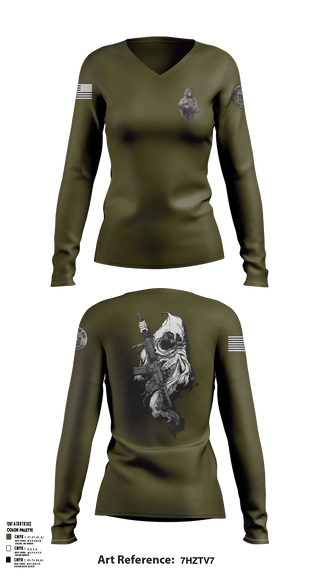 Women's Long Sleeve Vneck Shirt, Reapers, Army, Teamtime, Team time, sublimation, custom sports apparel, team uniforms, spirit wear, spiritwear, sports uniforms, custom shirts, team store, custom team store, fundraiser sports, apparel fundraiser