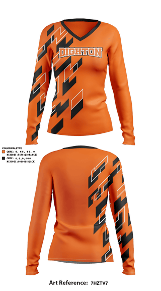 Women's Long Sleeve Vneck Shirt, Dighton High School, Spirit Store, Teamtime, Team time, sublimation, custom sports apparel, team uniforms, spirit wear, spiritwear, sports uniforms, custom shirts, team store, custom team store, fundraiser sports, apparel fundraiser