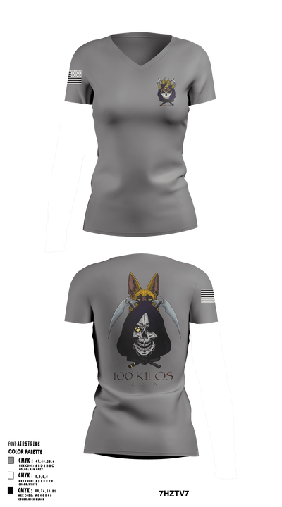100 kilos 81985368 Women's Short Sleeve V-neck Shirt - 1