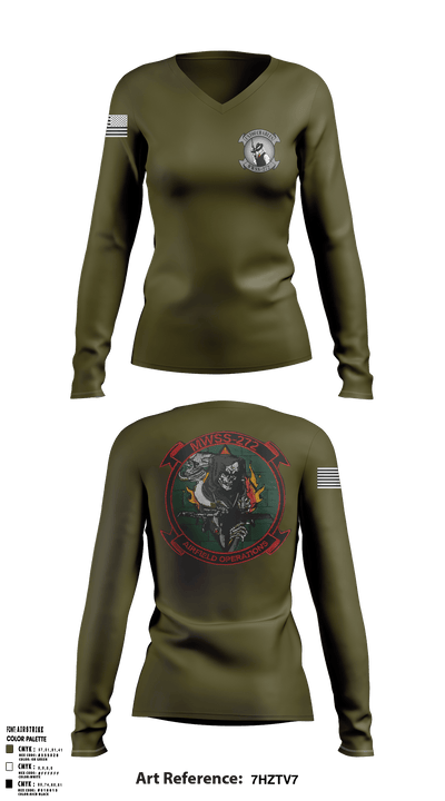MWSS-272 72017699 Women's Long Sleeve V-neck Shirt - 1