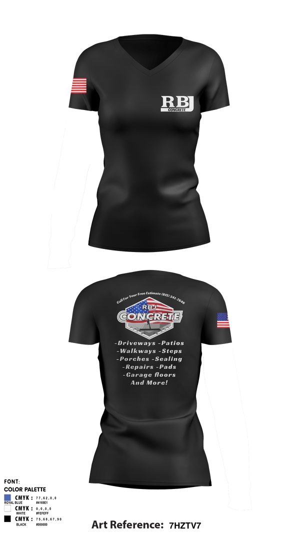Women's Short Sleeve Vneck Shirt, RBJ Concrete, , Teamtime, Team time, sublimation, custom sports apparel, team uniforms, spirit wear, spiritwear, sports uniforms, custom shirts, team store, custom team store, fundraiser sports, apparel fundraiser