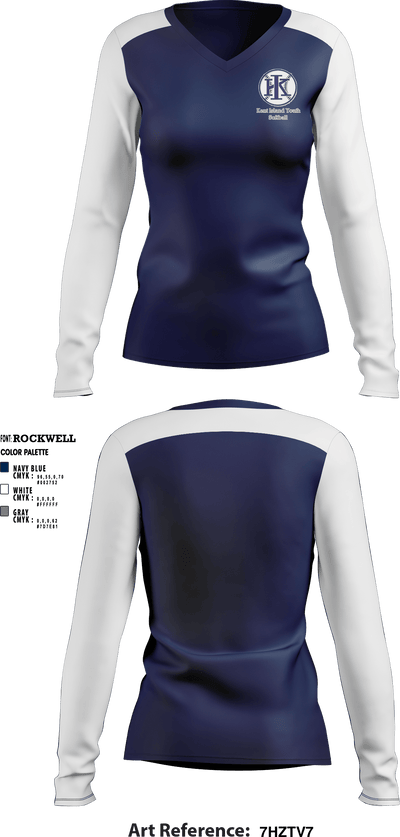 Kent Island Youth Softball 28747832 Women's Long Sleeve V-neck Shirt - 2