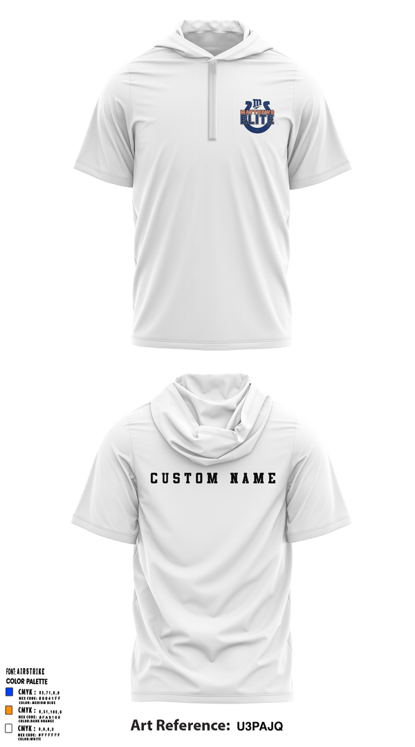 Short Sleeve Performance Shirt with hood, Matthews Elite, Football, Teamtime, Team time, sublimation, custom sports apparel, team uniforms, spirit wear, spiritwear, sports uniforms, custom shirts, team store, custom team store, fundraiser sports, apparel fundraiser