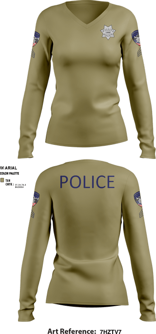 Women's Long Sleeve Vneck Shirt, Willits Little Lake JRTF, Police, Teamtime, Team time, sublimation, custom sports apparel, team uniforms, spirit wear, spiritwear, sports uniforms, custom shirts, team store, custom team store, fundraiser sports, apparel fundraiser