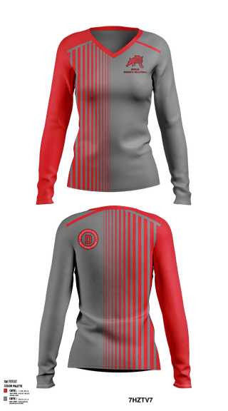Women's Long Sleeve Vneck Shirt, Duncan High School Volleyball, Women's Volleyball, Teamtime, Team time, sublimation, custom sports apparel, team uniforms, spirit wear, spiritwear, sports uniforms, custom shirts, team store, custom team store, fundraiser sports, apparel fundraiser