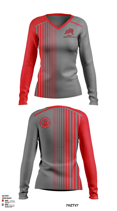 Duncan High School Volleyball 51201013 Women's Long Sleeve V-neck Shirt - 3