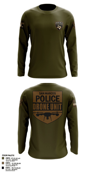 Long Sleeve Performance Shirt, San Marcos Police Drone Unit, Police, Teamtime, Team time, sublimation, custom sports apparel, team uniforms, spirit wear, spiritwear, sports uniforms, custom shirts, team store, custom team store, fundraiser sports, apparel fundraiser