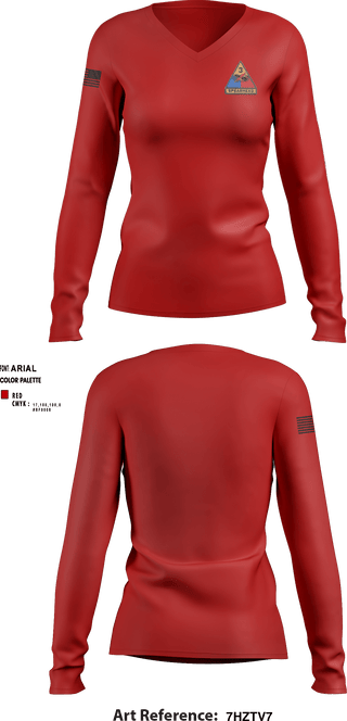 Women's Long Sleeve Vneck Shirt, CSC 1/32 Armor “Bandits”, , Teamtime, Team time, sublimation, custom sports apparel, team uniforms, spirit wear, spiritwear, sports uniforms, custom shirts, team store, custom team store, fundraiser sports, apparel fundraiser